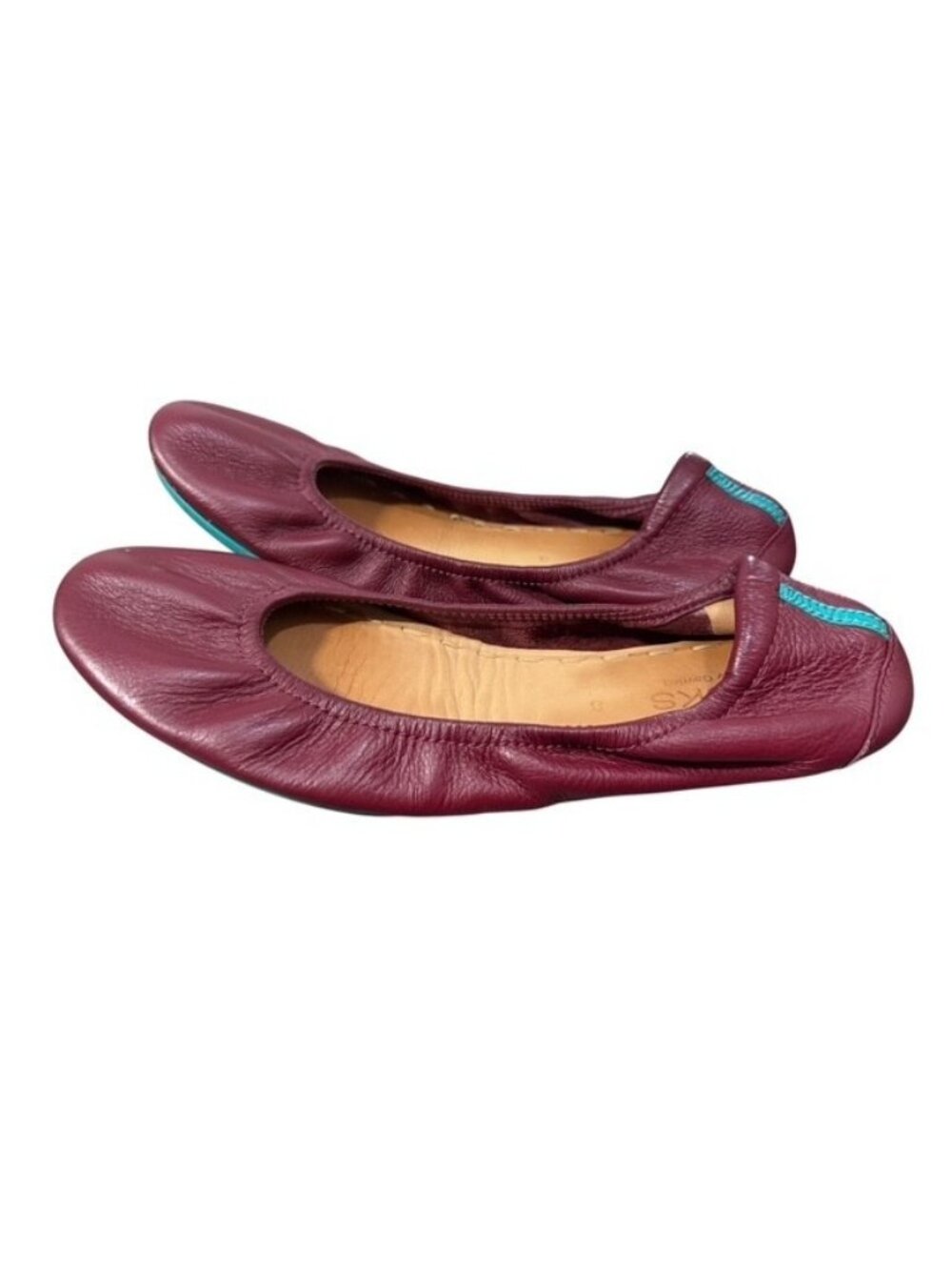 Tieks Womens Ballet Flats Size 8 Maroon Red Burgundy Wine Teal Accents Gavrieli